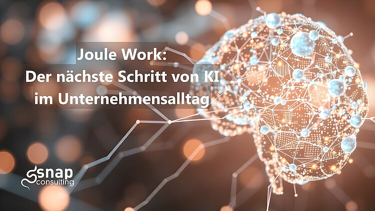 Titelbild zu "Joule Work: Der nächste Schritt von KI im Unternehmensalltag", ein organisch und gleichzeitig synthetisches Gehirn im Hintergrund