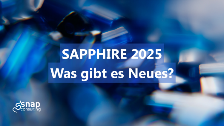 Im Hintergrund blaue Saphire, darüber die Überschrift "Sapphire 2025 Was gibt es neues?"