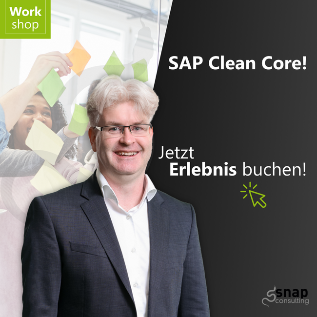 ein Bild von Christian Knell mit der Überschrift "Jetzt Buchen! Clean Core Erlebnisworkshop"