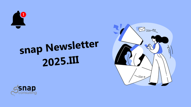 ein blauer Hintergrund, darauf die Überschrift "snap Newsletter 2025.3"