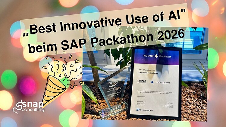 Ein foto von unserer Urkunde und unserem Pokal für "best innovative use of ai" beim SAP Packathon 2026