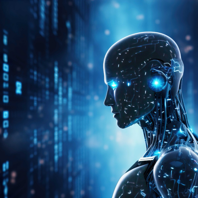 Grafik mit einem humanoiden Roboter