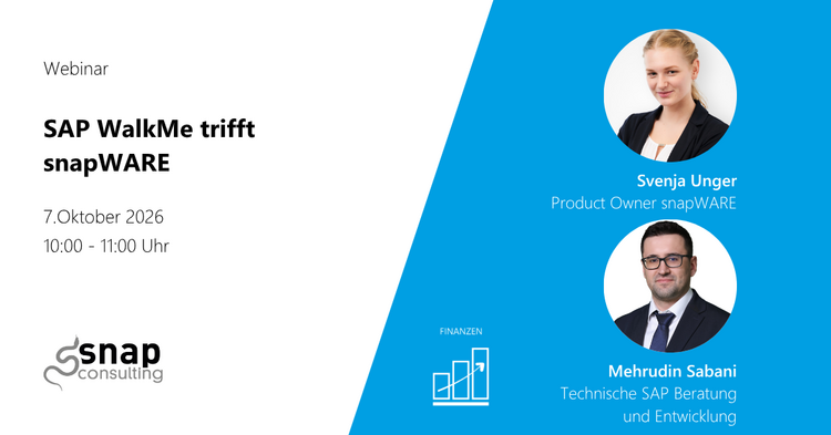Titelbild zum Webinar SAP WalkMe trifft auf snapWARE