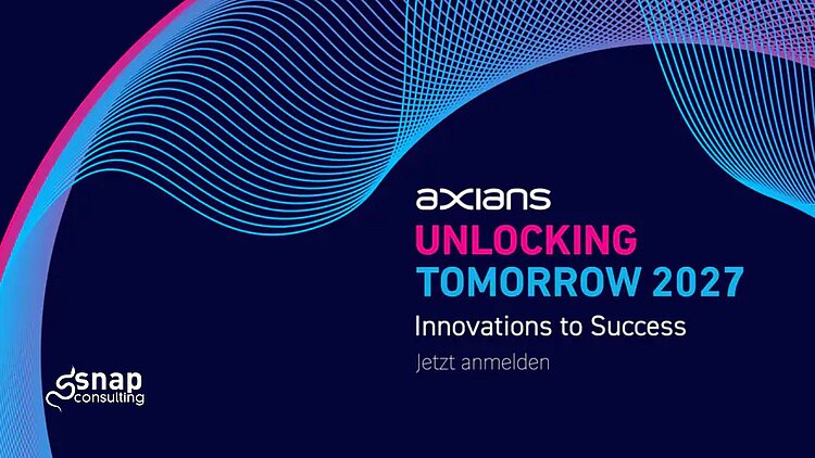 eine blaue und roserne dynamische Grafik mit dem Titel "axians unlocking tomorrow"