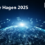 eine Weltkugel, es werden nur die Netzwerkverbindung dargestellt. Darüber die Überschrift "DigiDay Hagen 2025" am 03. Juli 2025